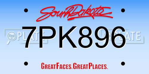 7PK896 South Dakota License Plate