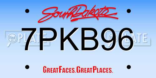 7PKB96 South Dakota License Plate