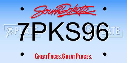 7PKS96 South Dakota License Plate