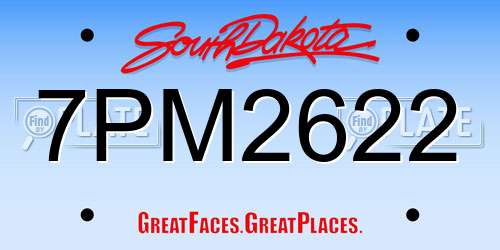 7PM2622 South Dakota License Plate