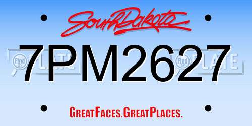 7PM2627 South Dakota License Plate