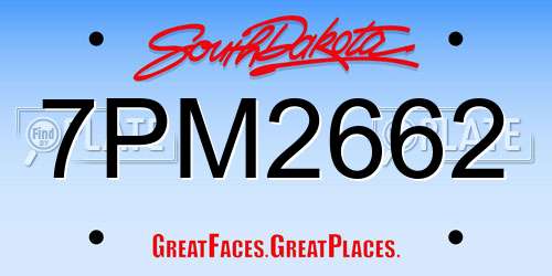 7PM2662 South Dakota License Plate