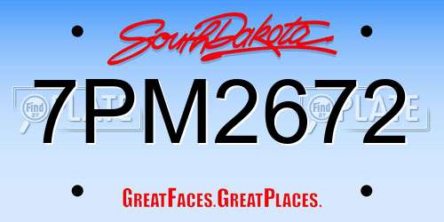 7PM2672 South Dakota License Plate