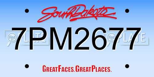 7PM2677 South Dakota License Plate