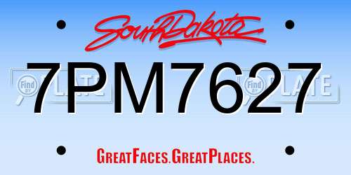 7PM7627 South Dakota License Plate