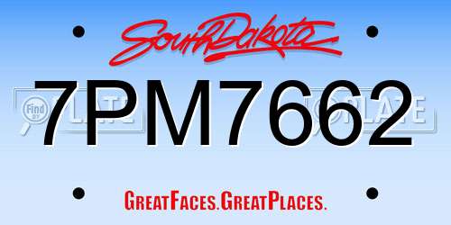7PM7662 South Dakota License Plate