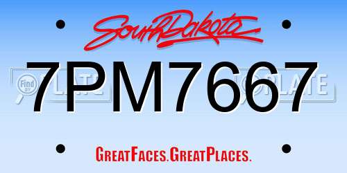 7PM7667 South Dakota License Plate