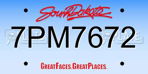 7PM7672 South Dakota License Plate