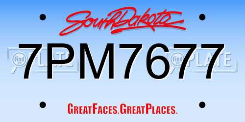7PM7677 South Dakota License Plate