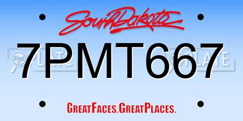 7PMT667 South Dakota License Plate