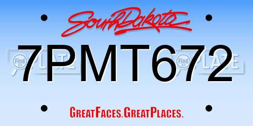 7PMT672 South Dakota License Plate