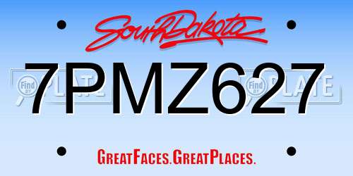 7PMZ627 South Dakota License Plate