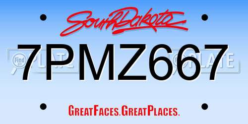7PMZ667 South Dakota License Plate