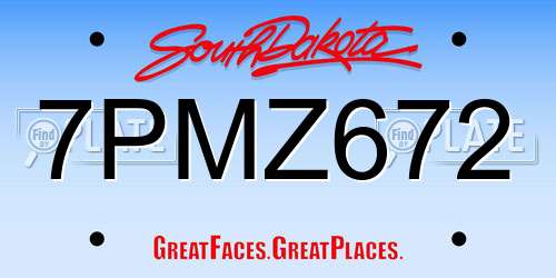 7PMZ672 South Dakota License Plate