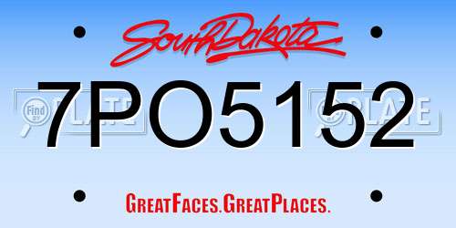 7PO5152 South Dakota License Plate
