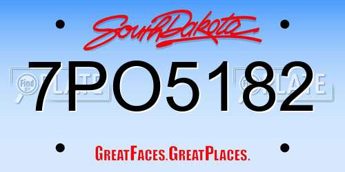 7PO5182 South Dakota License Plate