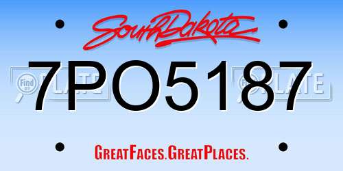 7PO5187 South Dakota License Plate