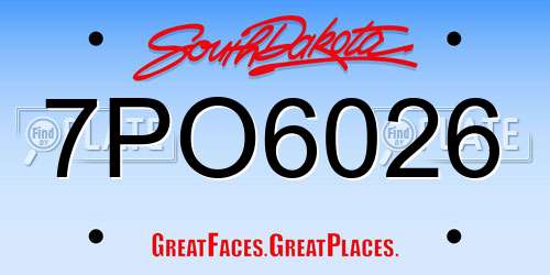 7PO6026 South Dakota License Plate