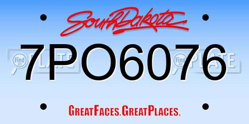 7PO6076 South Dakota License Plate