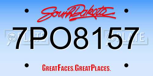 7PO8157 South Dakota License Plate