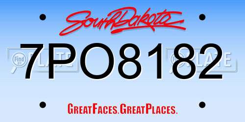 7PO8182 South Dakota License Plate
