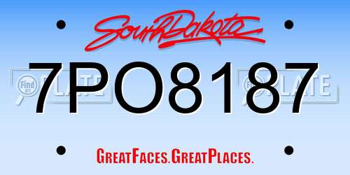 7PO8187 South Dakota License Plate