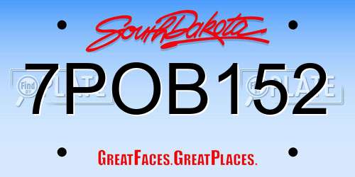 7POB152 South Dakota License Plate