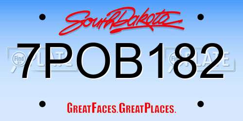 7POB182 South Dakota License Plate