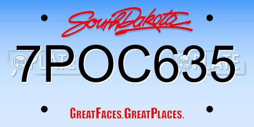 7POC635 South Dakota License Plate