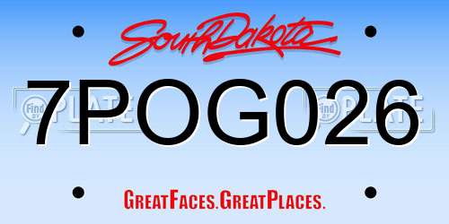 7POG026 South Dakota License Plate