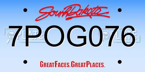 7POG076 South Dakota License Plate