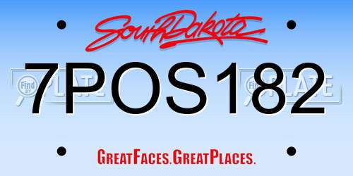 7POS182 South Dakota License Plate