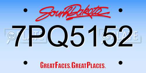 7PQ5152 South Dakota License Plate
