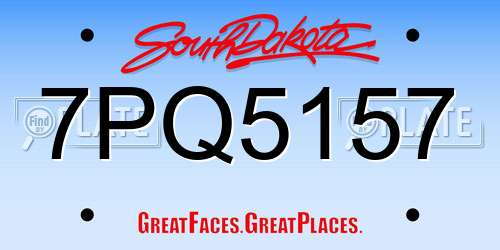 7PQ5157 South Dakota License Plate