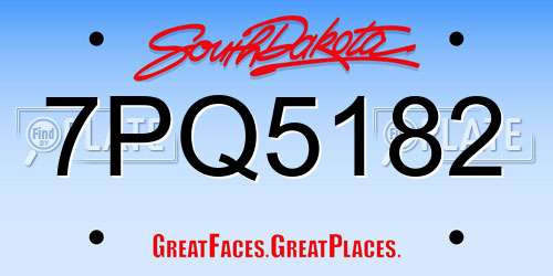 7PQ5182 South Dakota License Plate