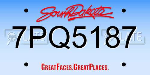 7PQ5187 South Dakota License Plate