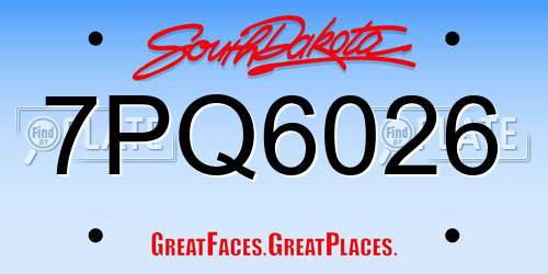 7PQ6026 South Dakota License Plate
