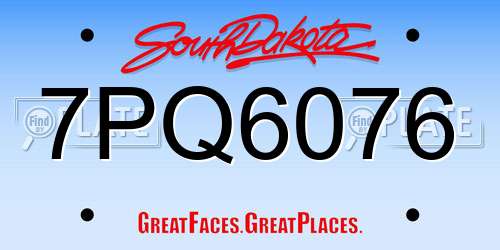 7PQ6076 South Dakota License Plate