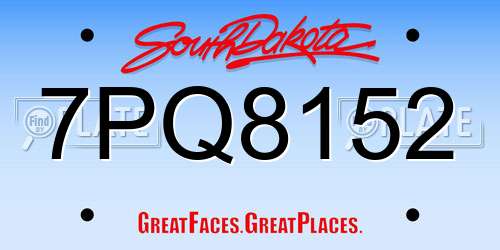 7PQ8152 South Dakota License Plate