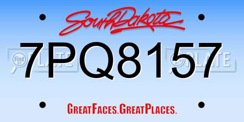 7PQ8157 South Dakota License Plate