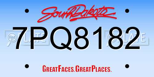 7PQ8182 South Dakota License Plate