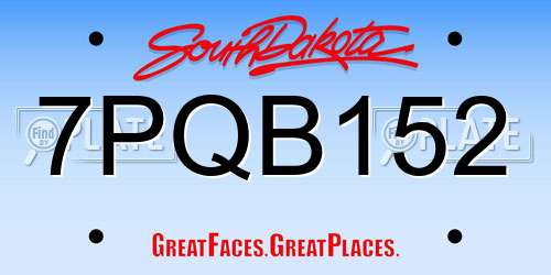 7PQB152 South Dakota License Plate