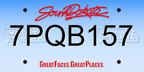 7PQB157 South Dakota License Plate