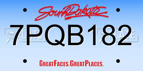 7PQB182 South Dakota License Plate