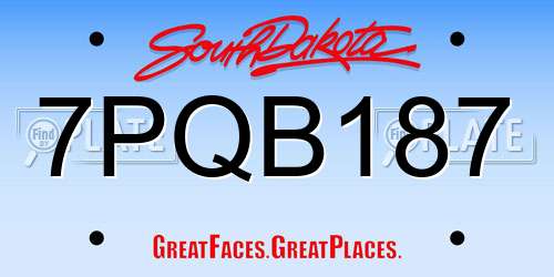 7PQB187 South Dakota License Plate