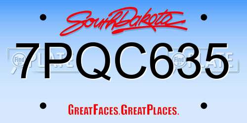 7PQC635 South Dakota License Plate