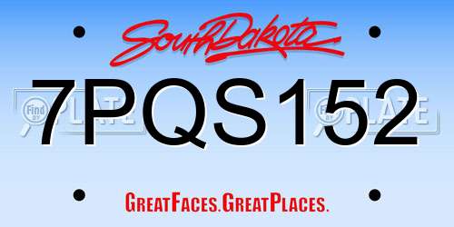 7PQS152 South Dakota License Plate