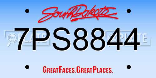 7PS8844 South Dakota License Plate
