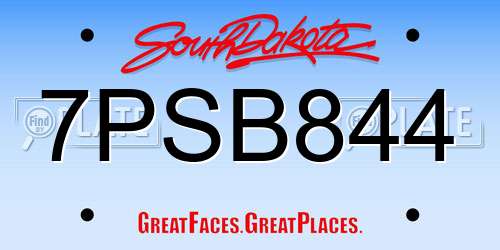 7PSB844 South Dakota License Plate