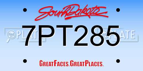 7PT285 South Dakota License Plate